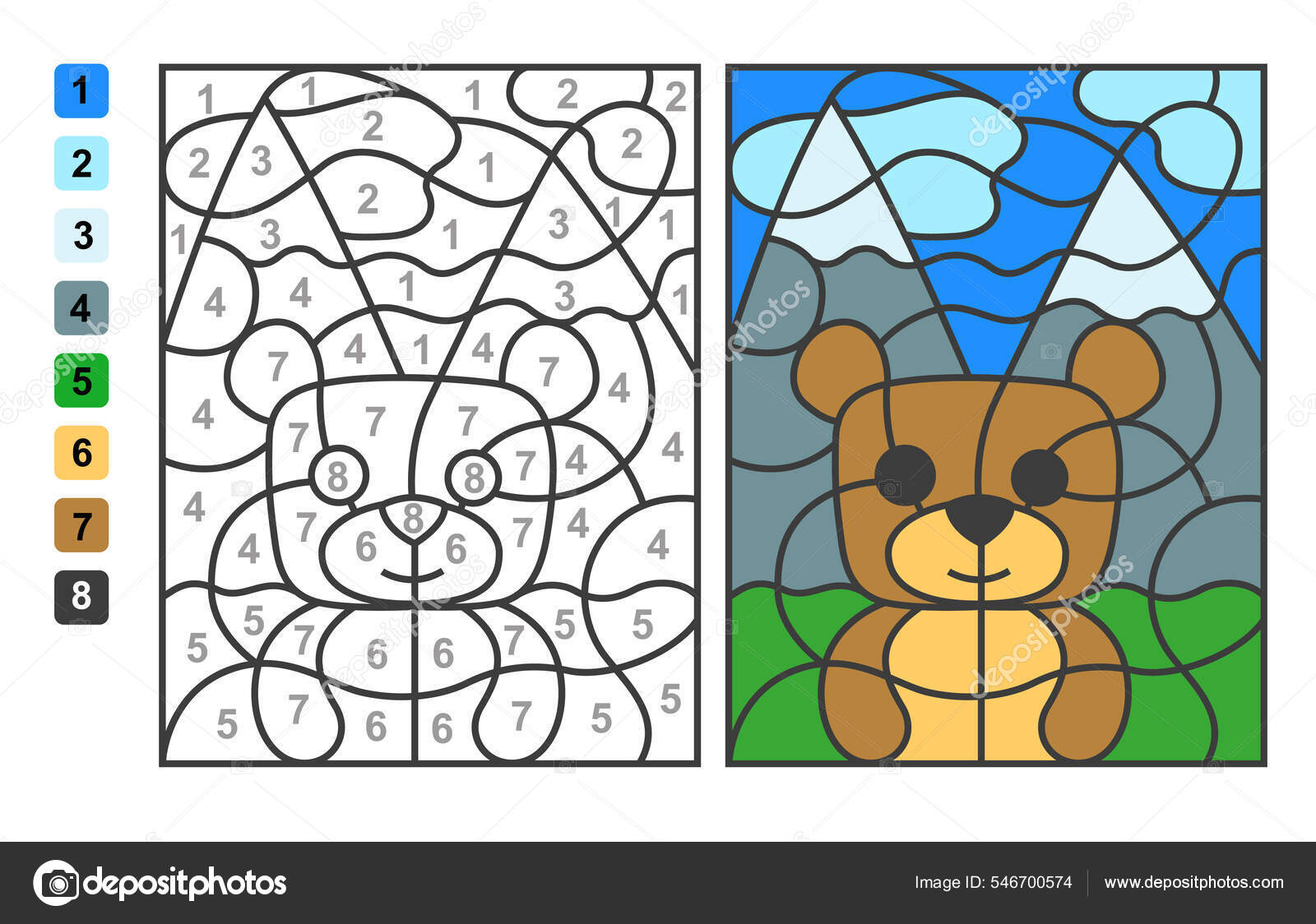 Coloração Vetorial Simples Urso Animal Selvagem Cor Por Números Jogo imagem  vetorial de natasha-tpr© 546700574